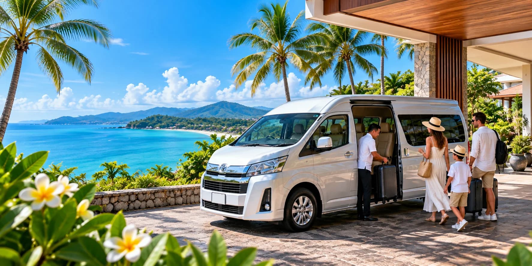 Van transportation by the coast in Koh Samui
